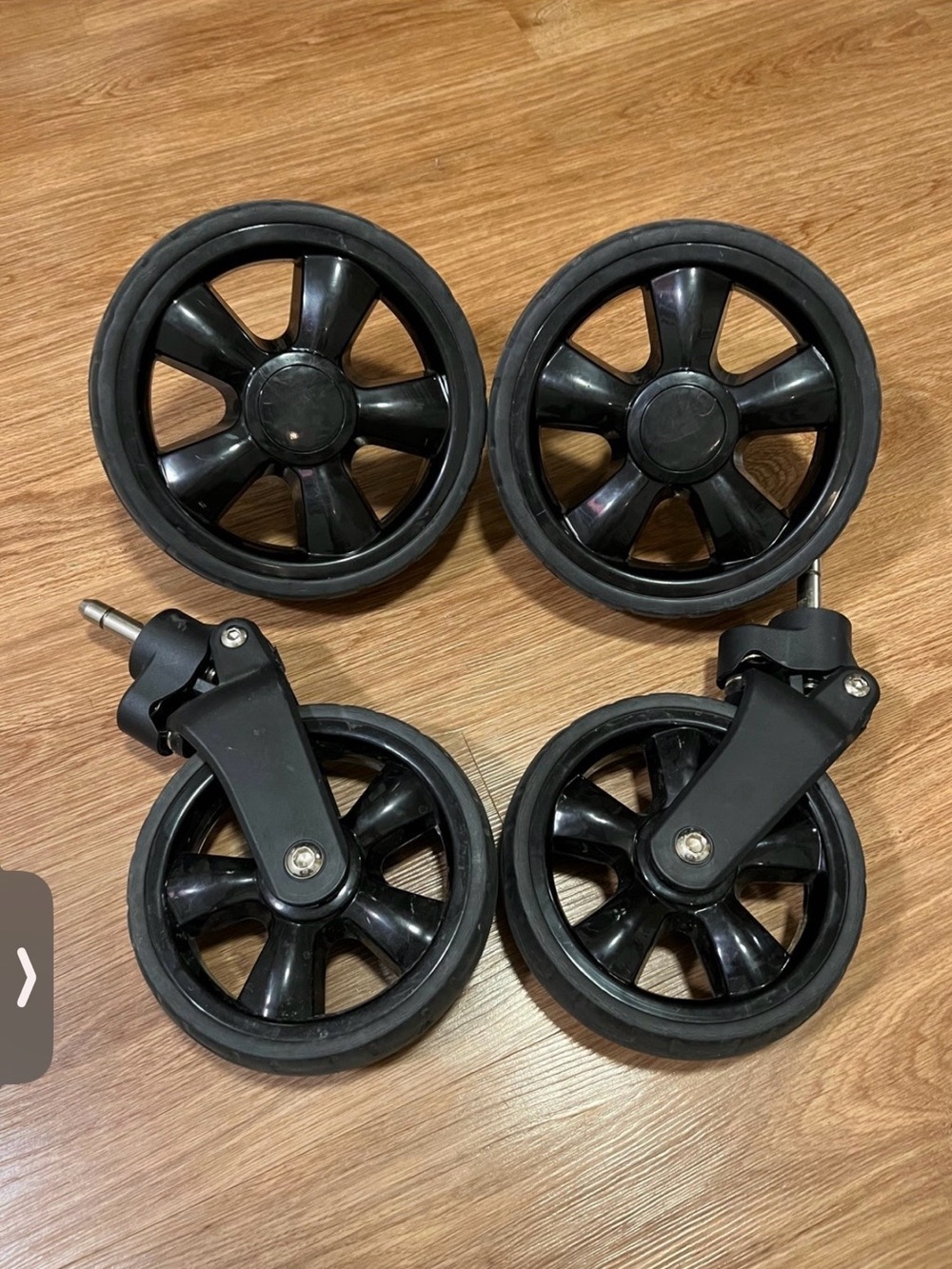 Universal Black Replacement Stroller Wheels - 4 Pack
